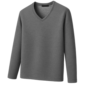 Thermoshirt Heren Winter Donkergrijs – Fleece met V-Hals