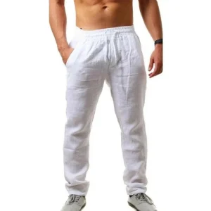 Nieuwe zomer heren linnen broek - Ademend casual en effen kleur - Elastische tailleband